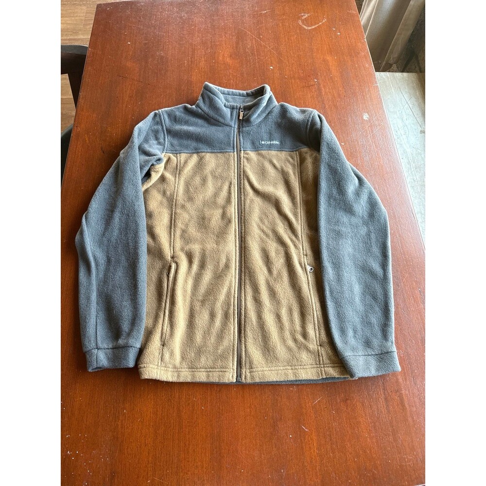 Columbia Fleece two tone color block gray and tan full zip Jacket